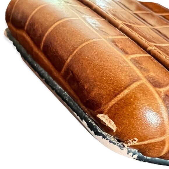 CHIN CHIN Designer Crocodile Print Square Toe Leather Fringe Heeled Loafers - Picture 8 of 15